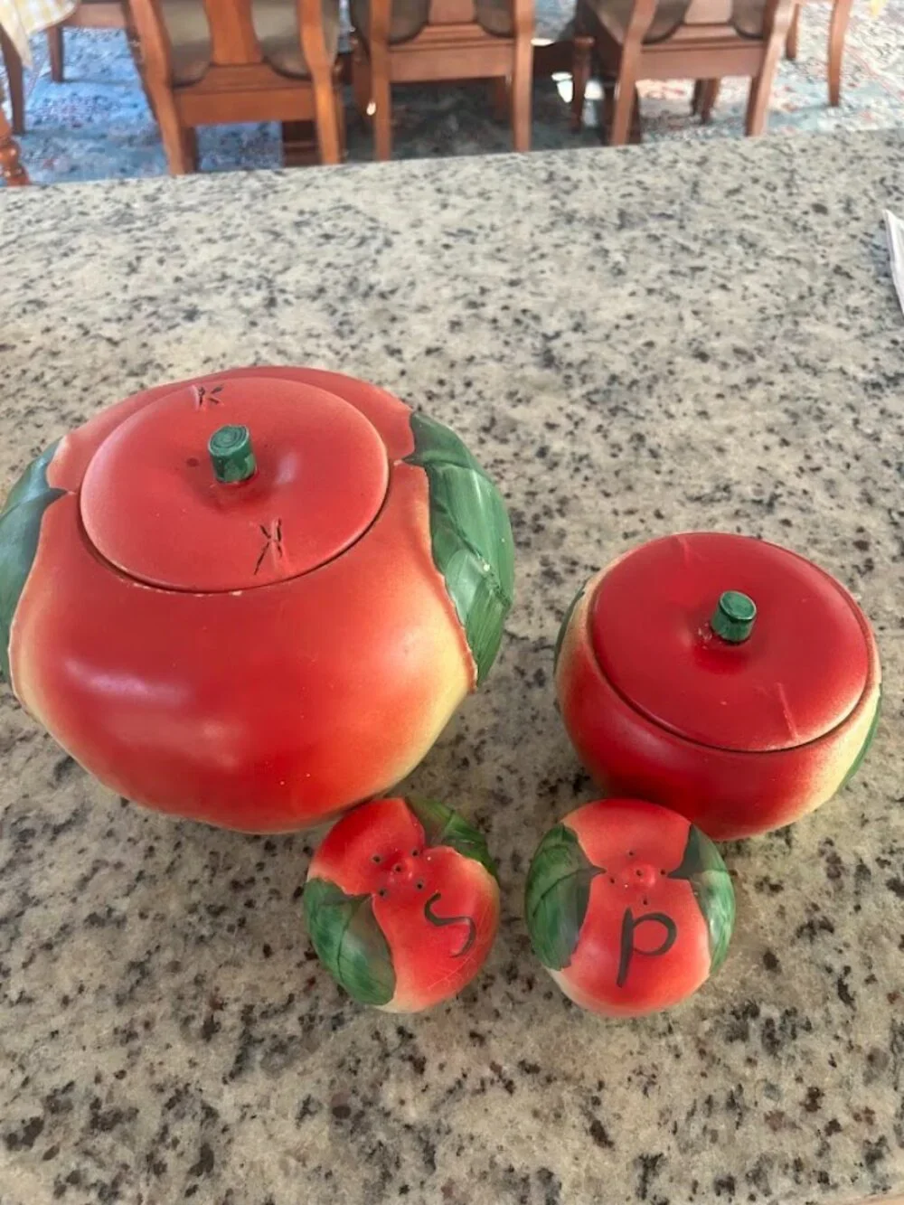 My grandmas Apple Cannisters and salt and pepper shakers